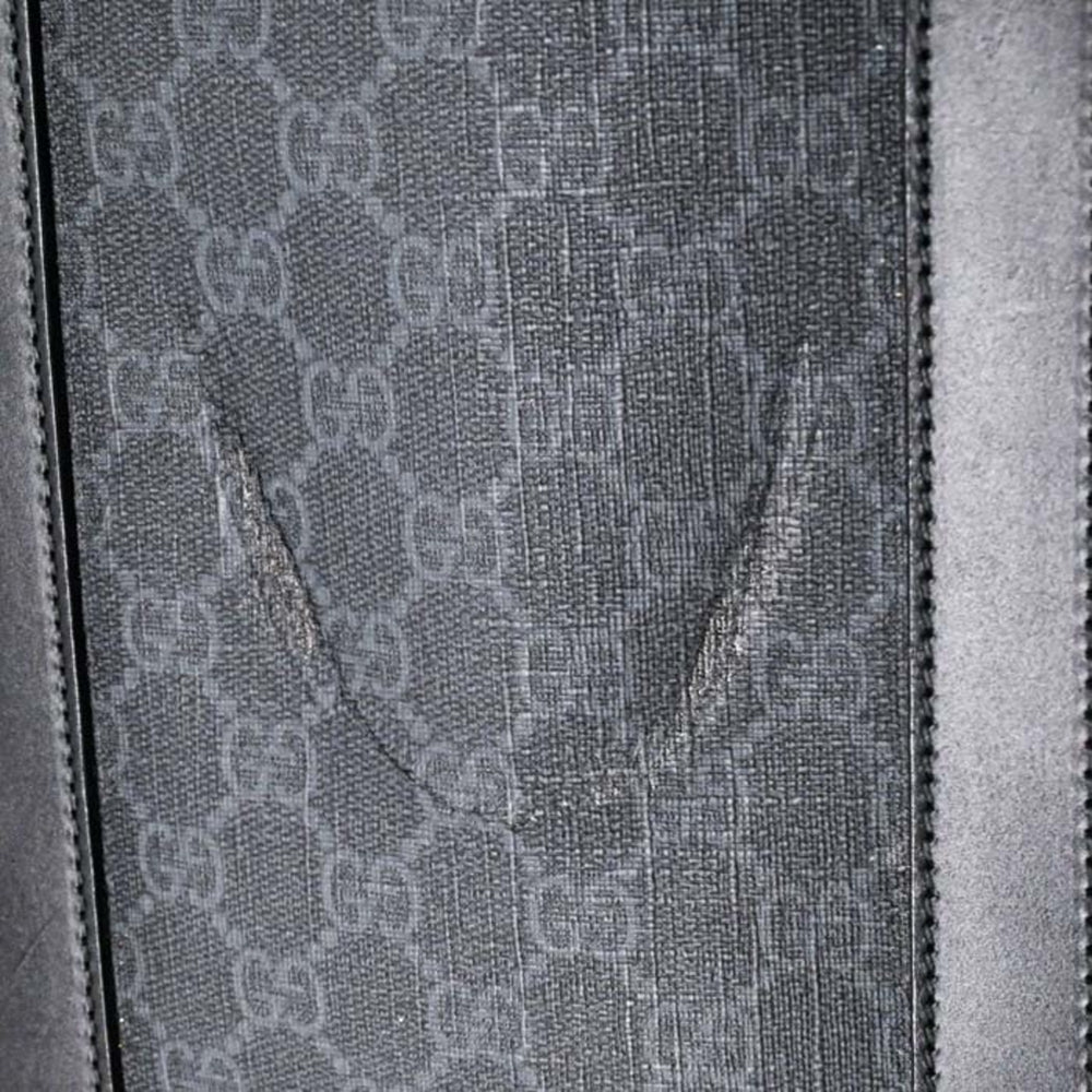 GUCCI GG Supreme Plus Tote Bag Leather Dark Gray Black 322072 — Like New