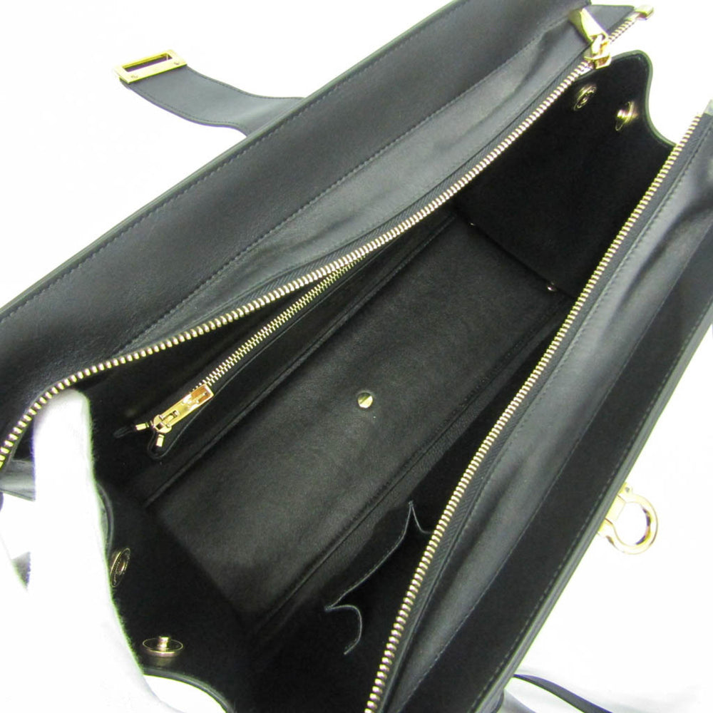 Salvatore Ferragamo Gancini DY-21 E525 Women's Leather Tote Bag Black — Like New