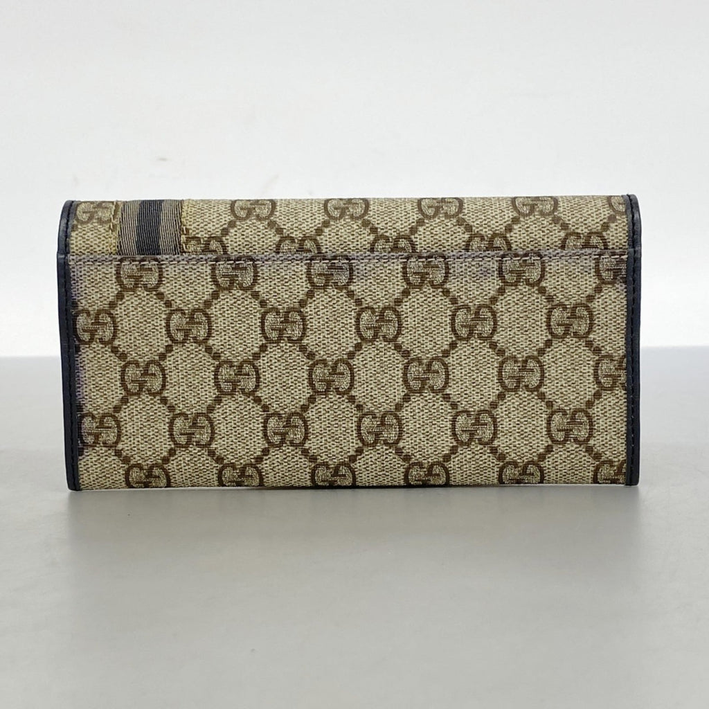 Gucci GG Supreme Long Wallet 212186 Brown Gray Men's