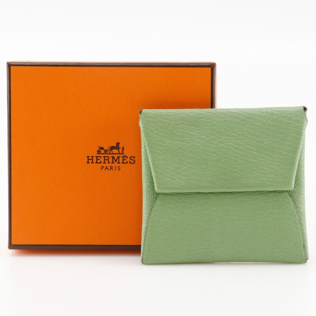 Hermes Bastia Coin Case Chevre Made in France 2023 Green B Snap Button Women's