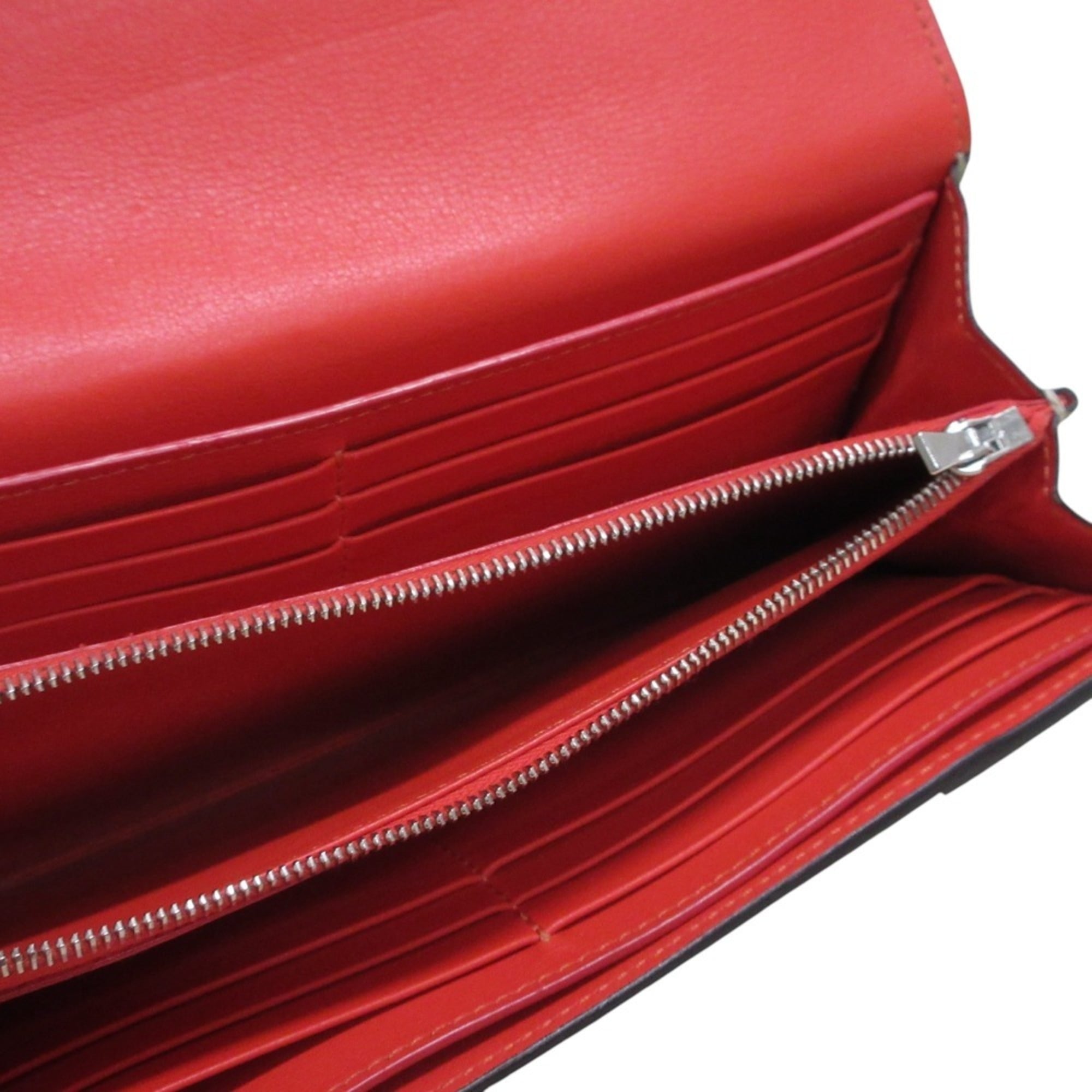 CELINE Phoebe Large Flap Multi-Function Leather Long Wallet, Beige, Women's