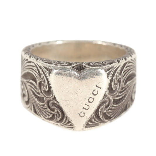 GUCCI Arabesque Heart Ring, Size 17, Ag925 Silver, Men's