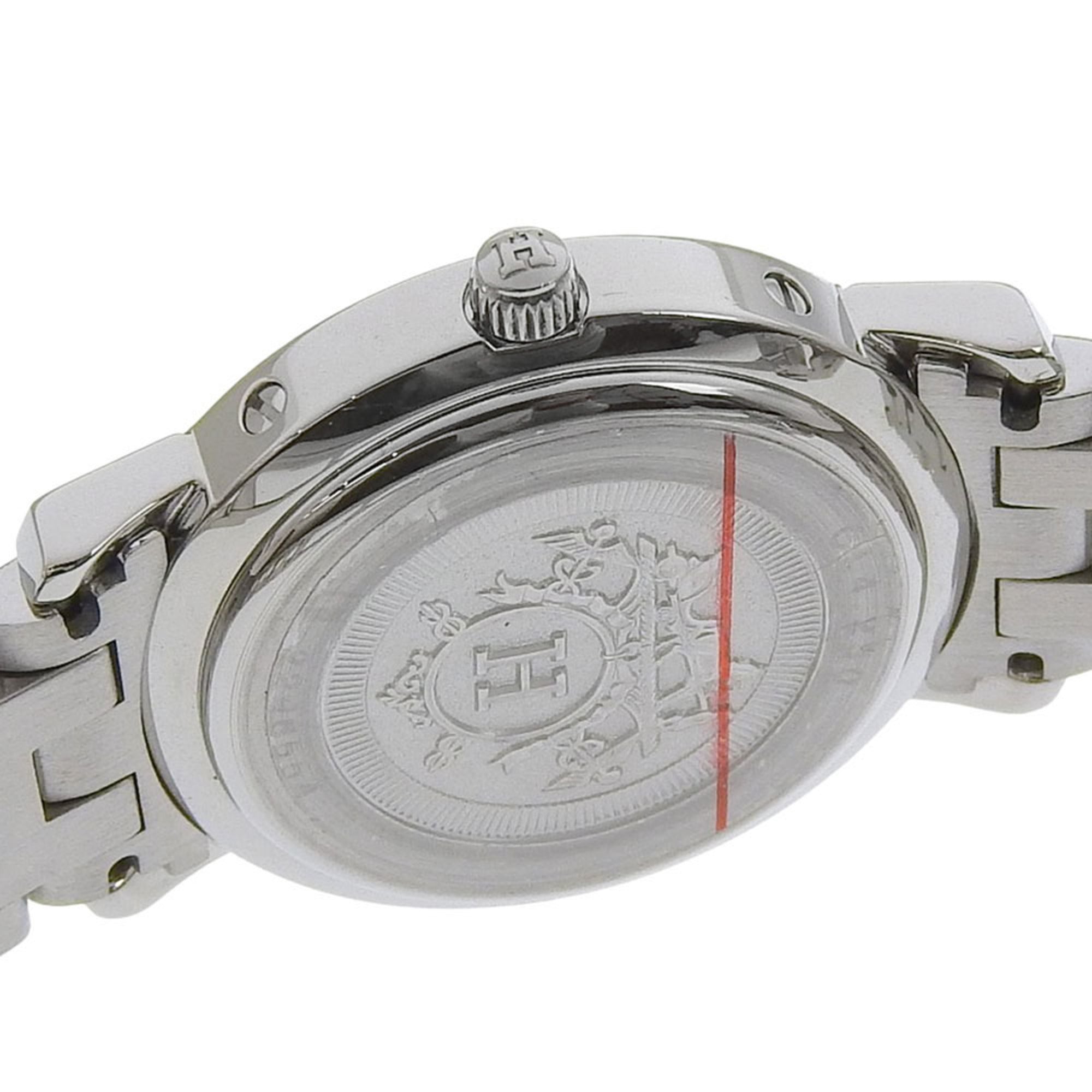 Hermès Clipper Nacre Women's Watch, 12 Diamonds, CL4.230, Stainless Steel, Quartz Movement, Analog Display, White Shell Dial — Very Good