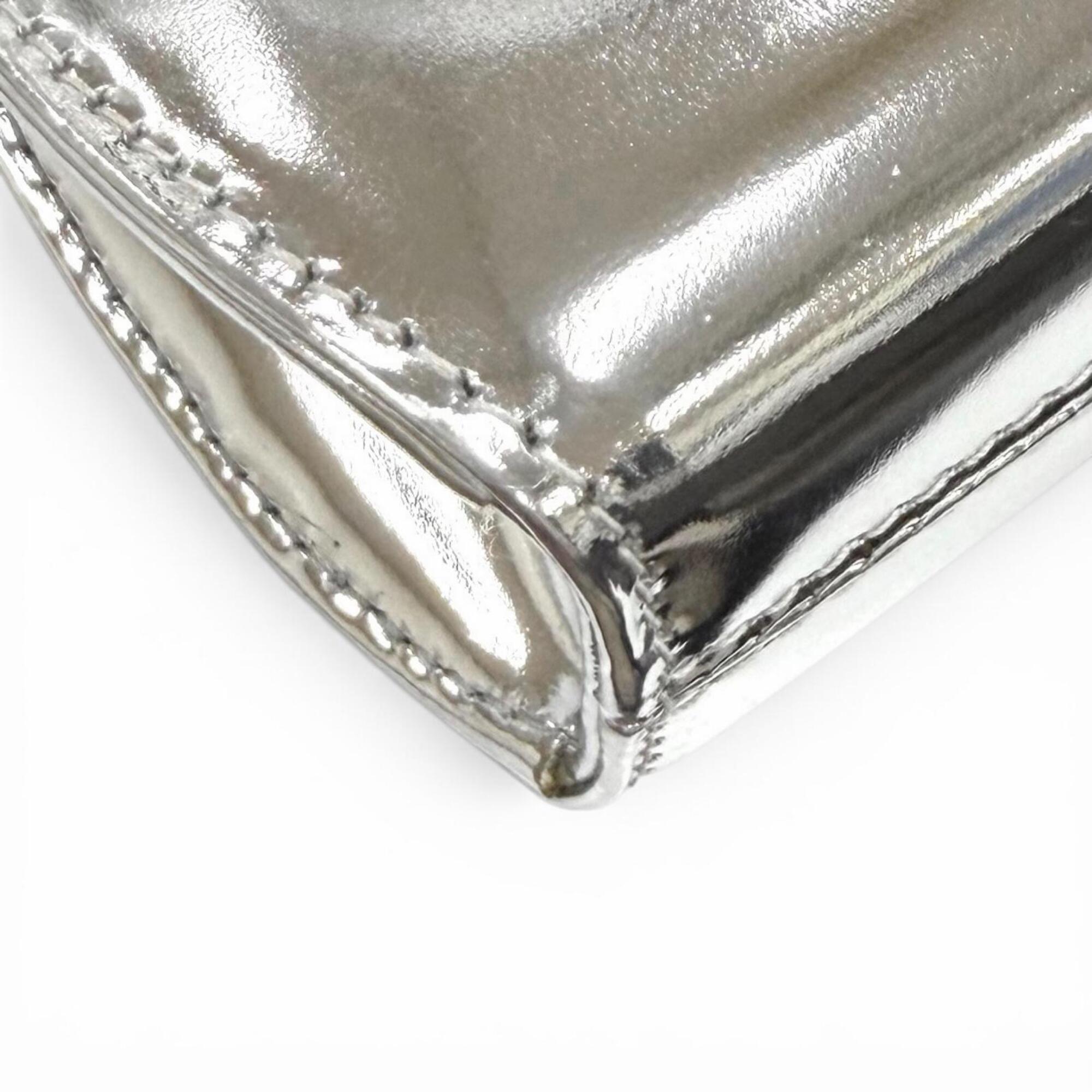 Salvatore Ferragamo FERRAGAMO Wanda Mini Gancini Leather 2-Way Chain Shoulder Pouch Bag, Silver, Made in Italy, Women's, with Dust Bag — Like New