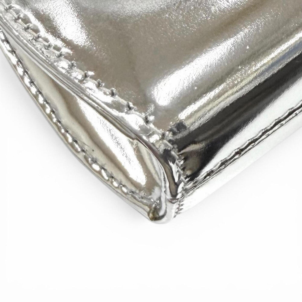 Salvatore Ferragamo FERRAGAMO Wanda Mini Gancini Leather 2-Way Chain Shoulder Pouch Bag, Silver, Made in Italy, Women's, with Dust Bag — Like New