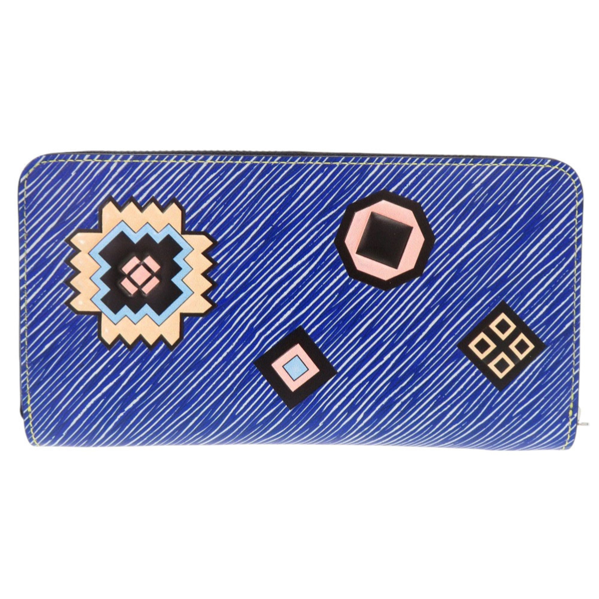 Excellent condition Louis Vuitton Epi Denim Summer Stardust Zippy Wallet with round zip closure, M61494, silver hardware, blue, LV long wallet 1524