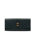 CELINE Circle Long Wallet Black Leather Women's