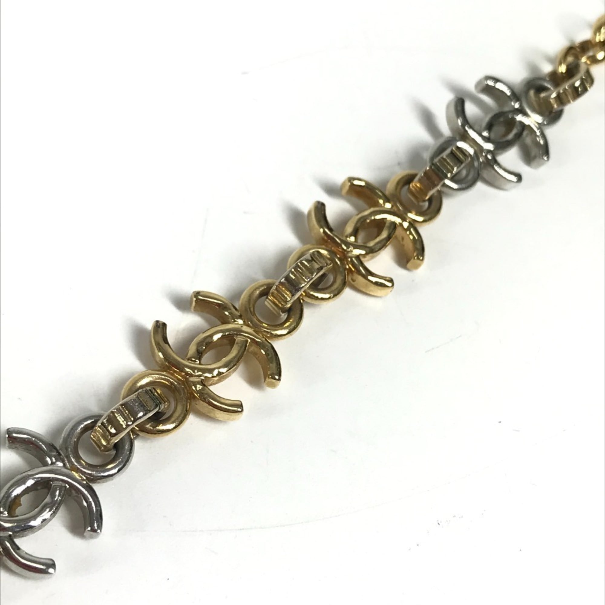 CHANEL B26P CC Coco Mark Chain Bracelet, Bicolor Accessory, Metal Women's, Gold — Like New