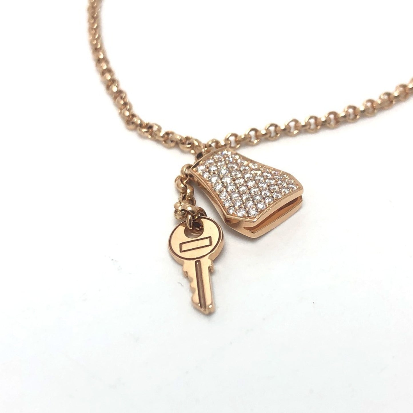 HERMES Hermes K18PG Kelly Crochet Diamond Chain Bracelet Women's Gold