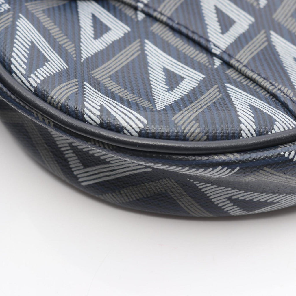 Christian Dior Dior CD Diamond Saddle Bag, Waist Body Handbag, Coated Canvas and Leather, Men's, Navy Blue, Multicolor