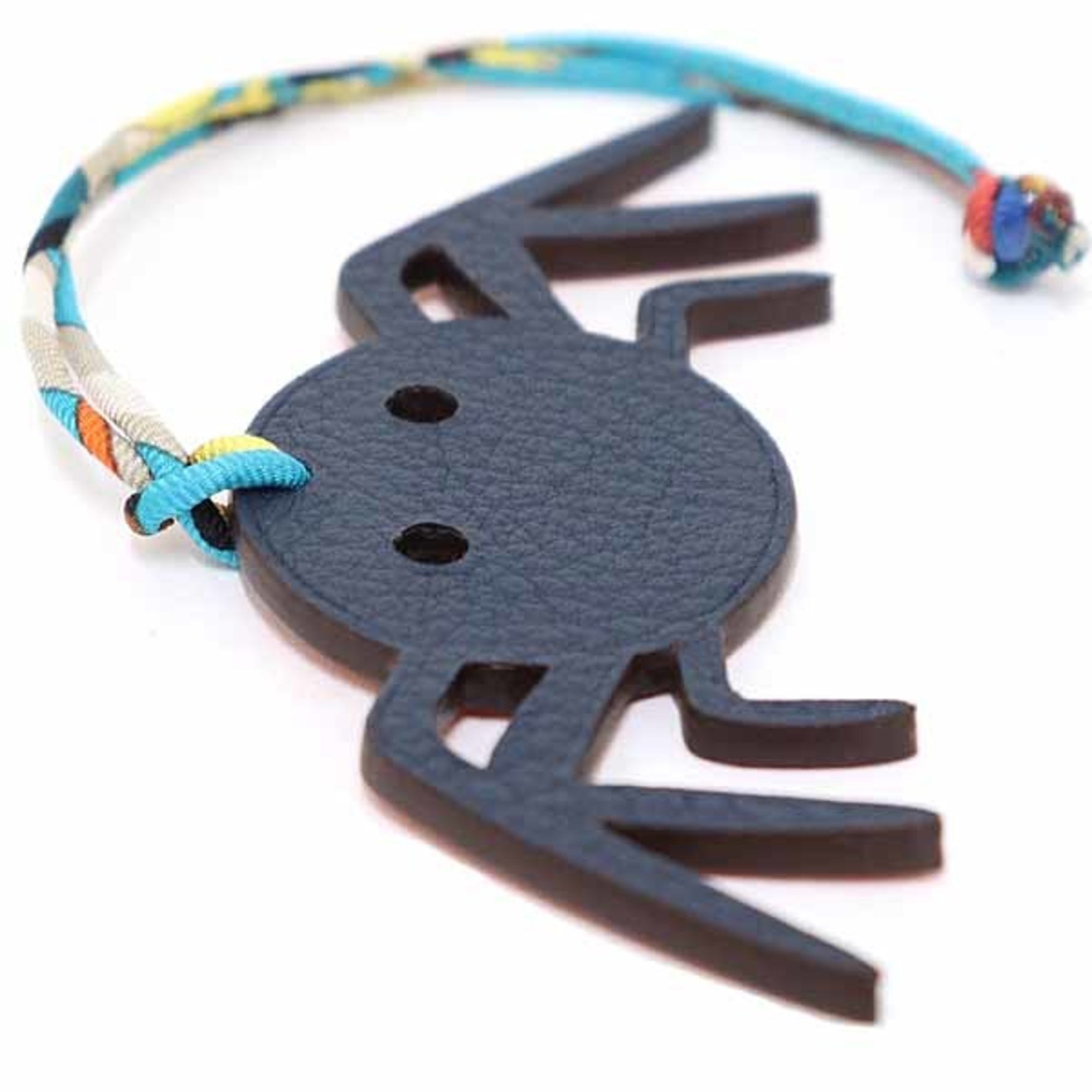 Hermes Petit H Spider Bag Charm Togo Epsom Navy Orange S — Like New