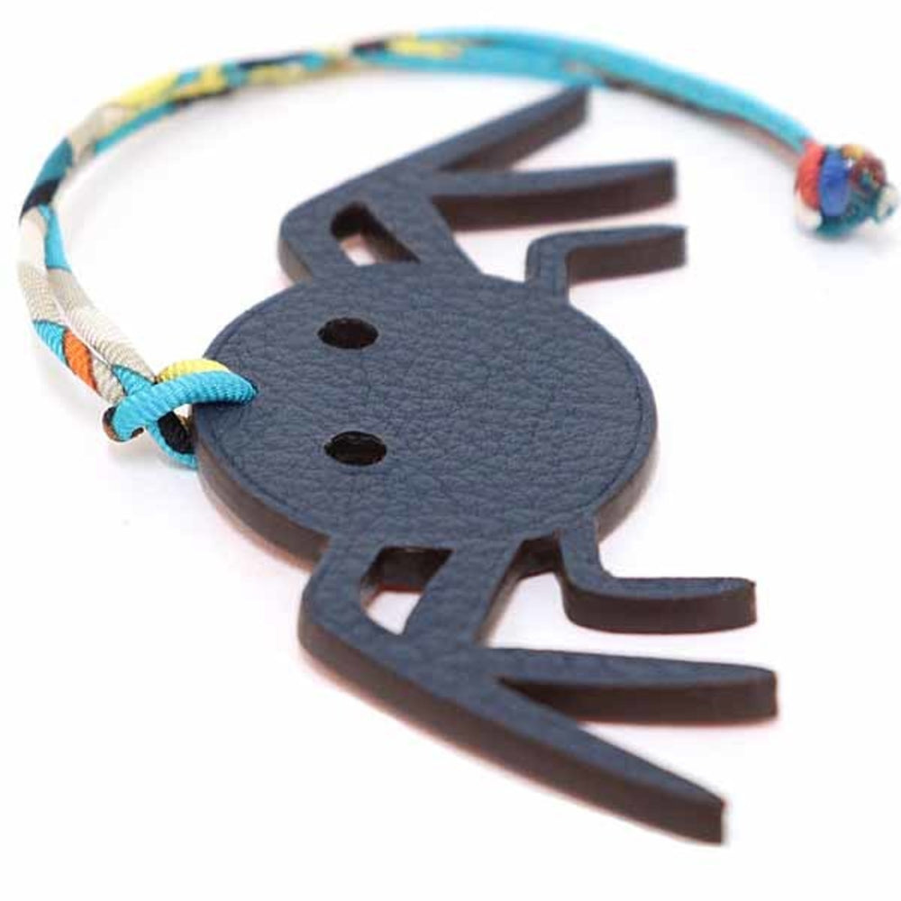 Hermes Petit H Spider Bag Charm Togo Epsom Navy Orange S — Like New