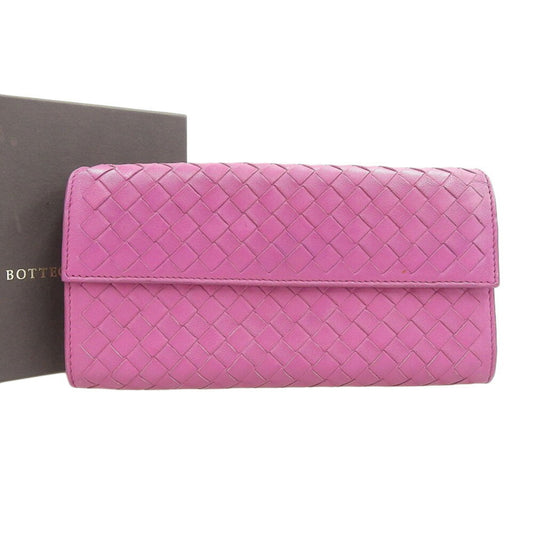 Bottega Veneta Intrecciato Leather Long Wallet in Purple