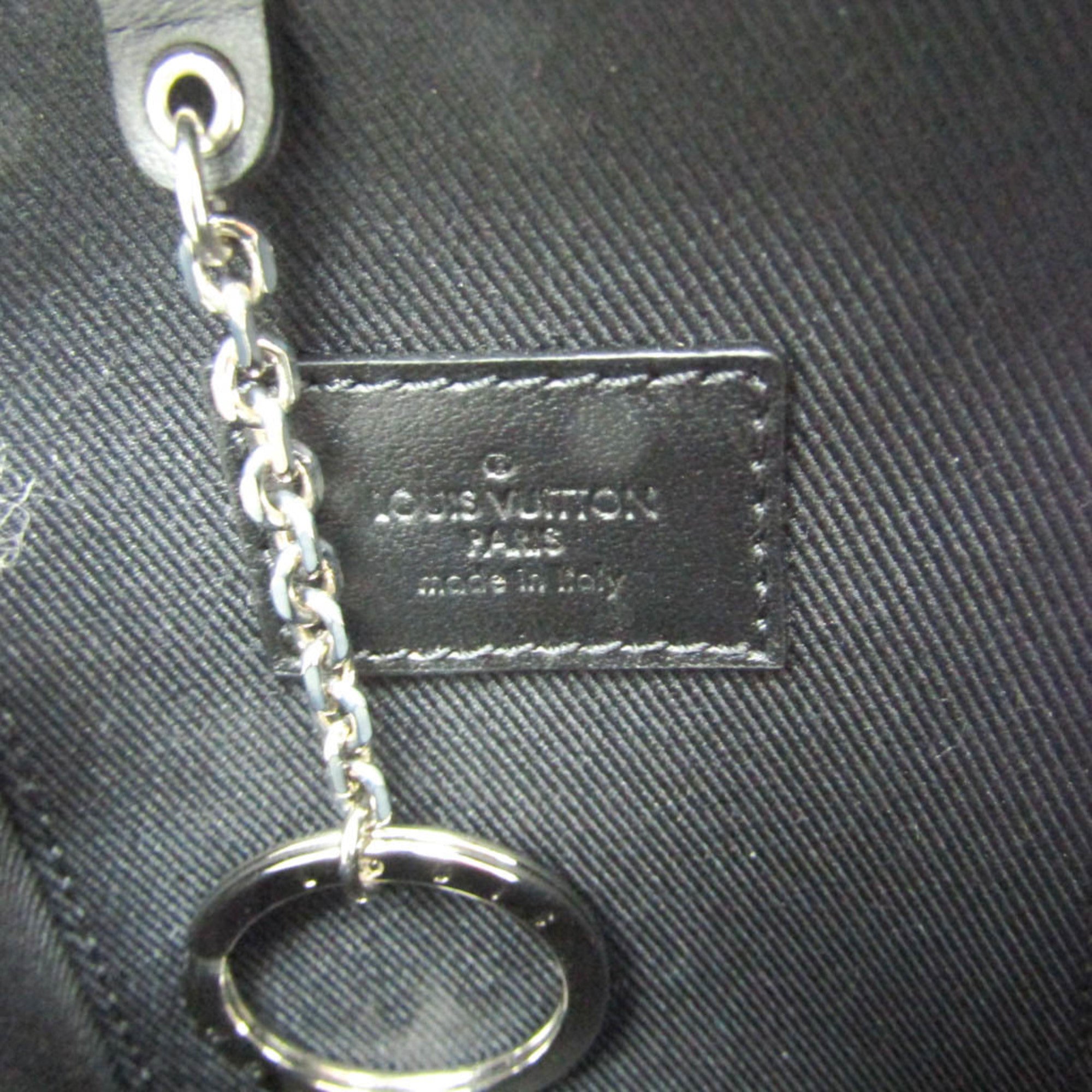 Louis Vuitton Leather Handbag Charm Silver,Black Pochette Soft Trunk Backpack M01392 — Like New
