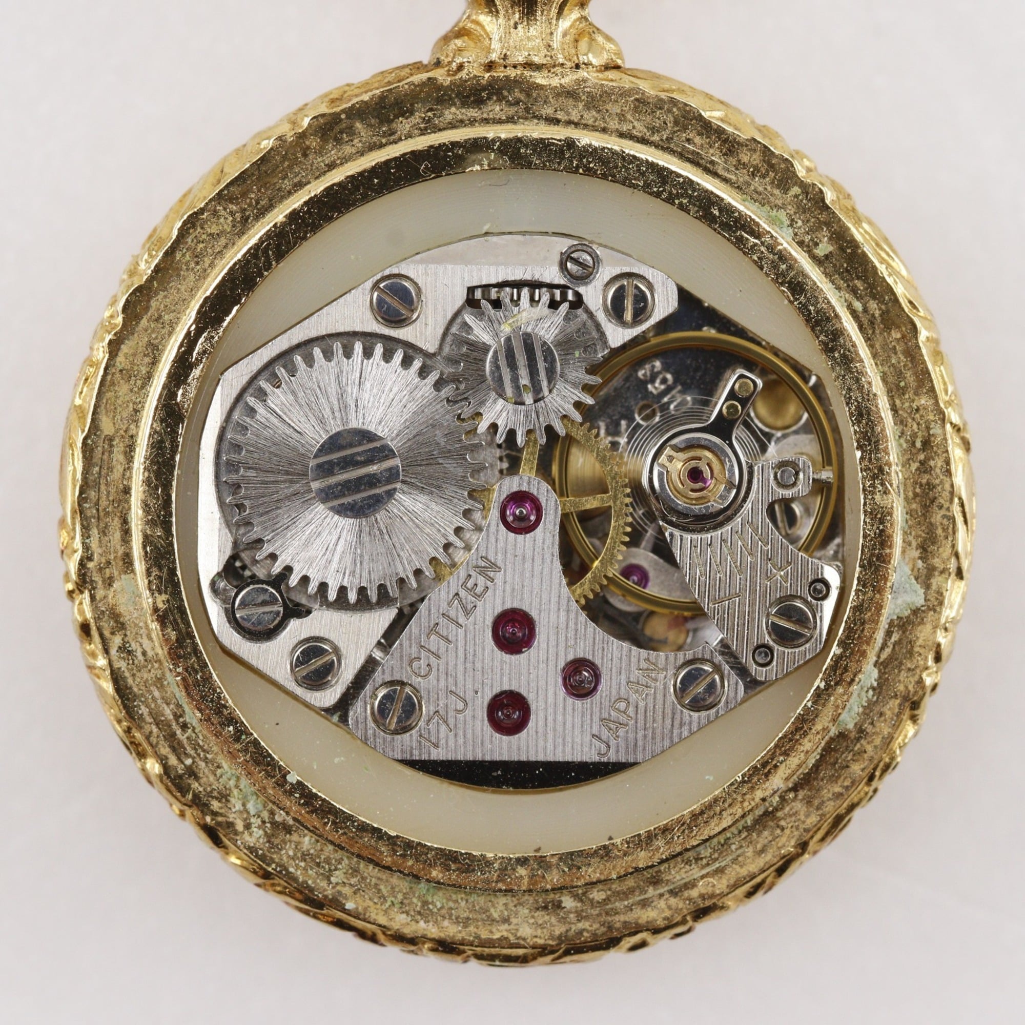 Citizen pocket watch, gold plated, hand-wound, analog display, dial, unisex — Good