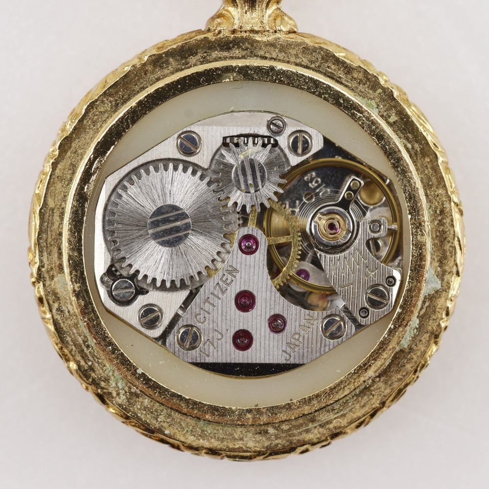 Citizen pocket watch, gold plated, hand-wound, analog display, dial, unisex — Good