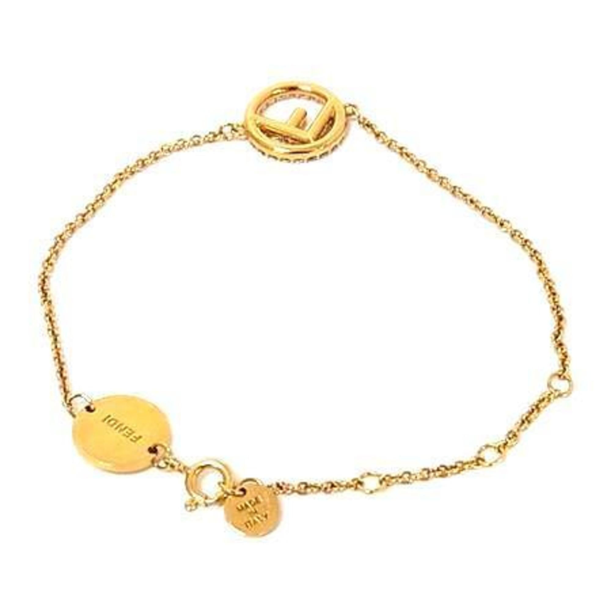 FENDI Fendi Bracelet F-Is 8AK712 Gold Metal Rhinestone Women's
