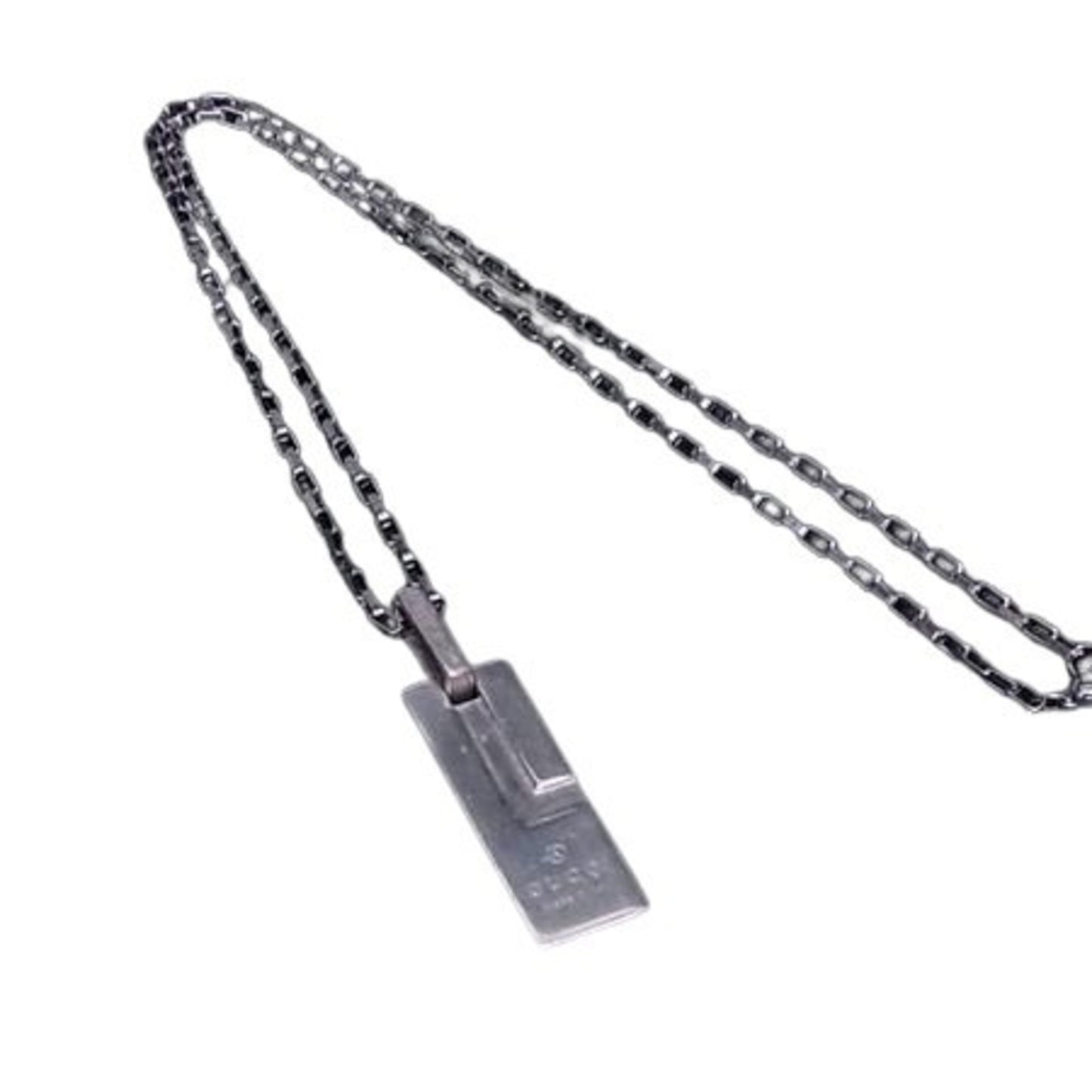 GUCCI G-Plate Necklace in Silver SV925 for Men and Women