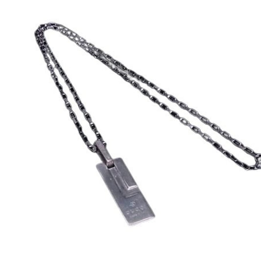 GUCCI G-Plate Necklace in Silver SV925 for Men and Women