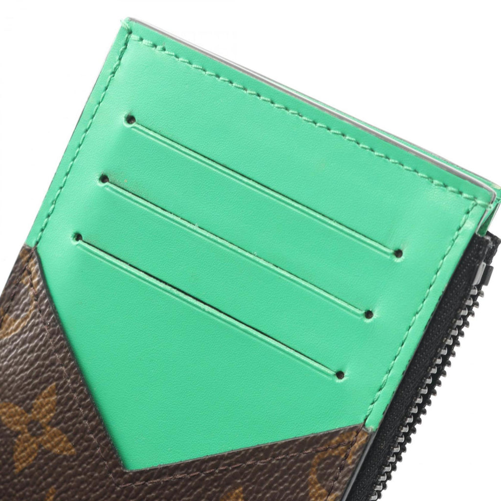 Louis Vuitton Monogram Macassar Coin and Card Holder Wallet, Leather, Men's, Brown Green, M81627