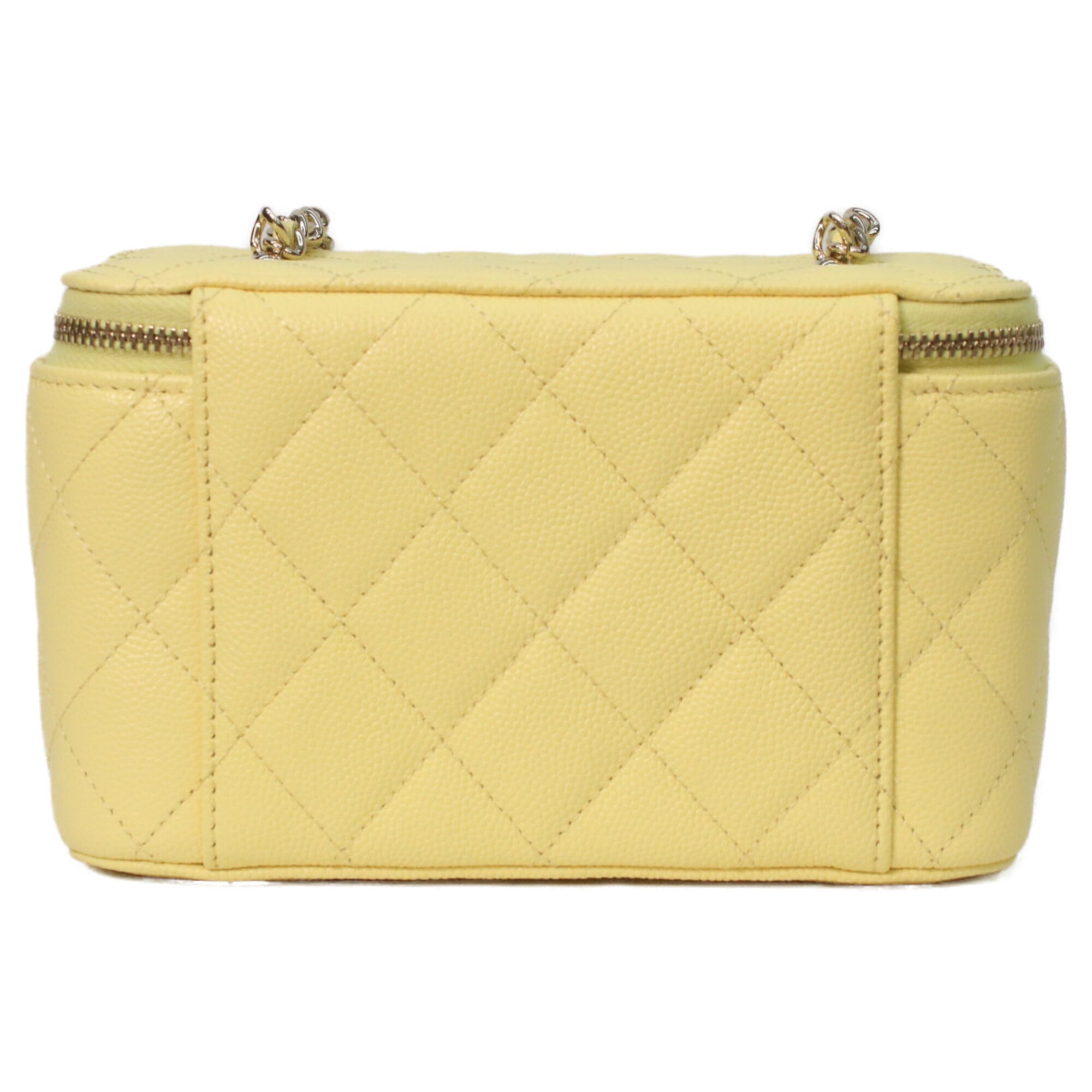CHANEL AP4530 Yellow Caviar Leather Matelassé Shoulder Vanity Bag with Gold Hardware and Heart Rhinestone Coco Mark - Women's — Like New