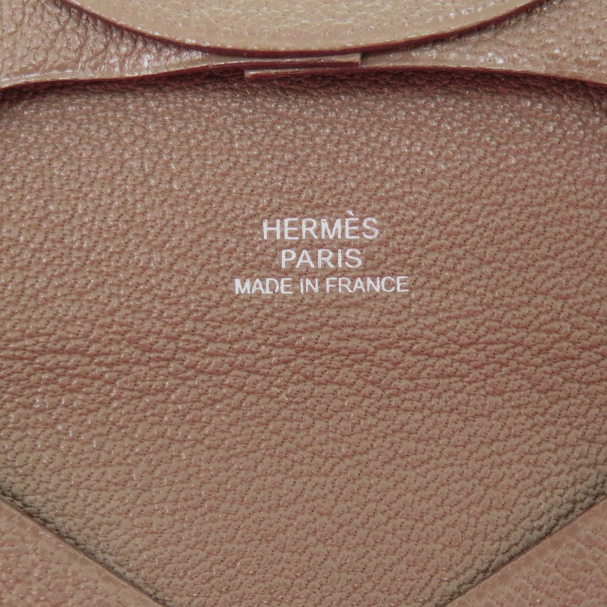 Hermes Excellent condition Hermès Bastia Chevre Etoupe wallet, brown, R stamp, 0092