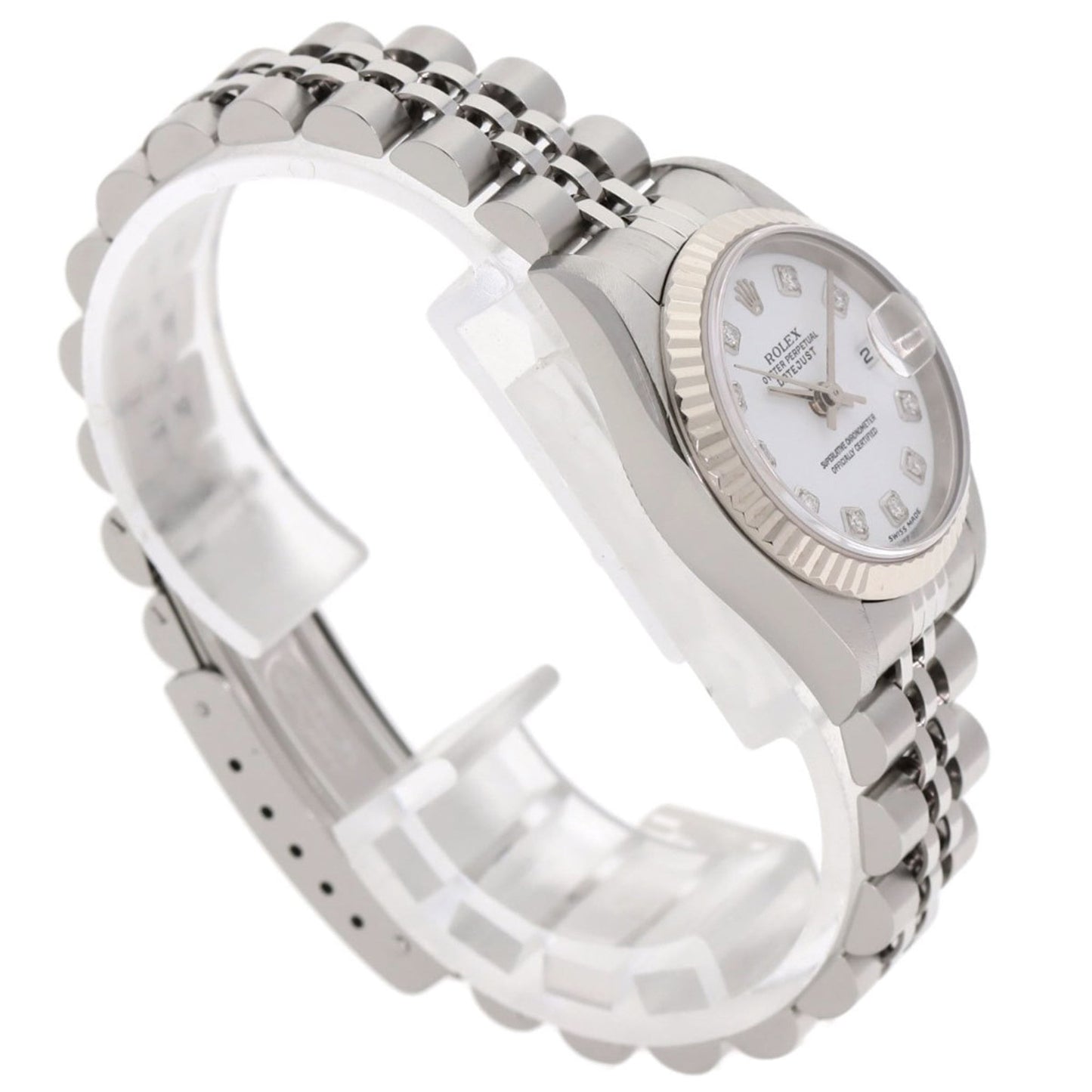 Rolex 79174G Datejust 10P Diamond Watch in Stainless Steel SS 18K White Gold for Women