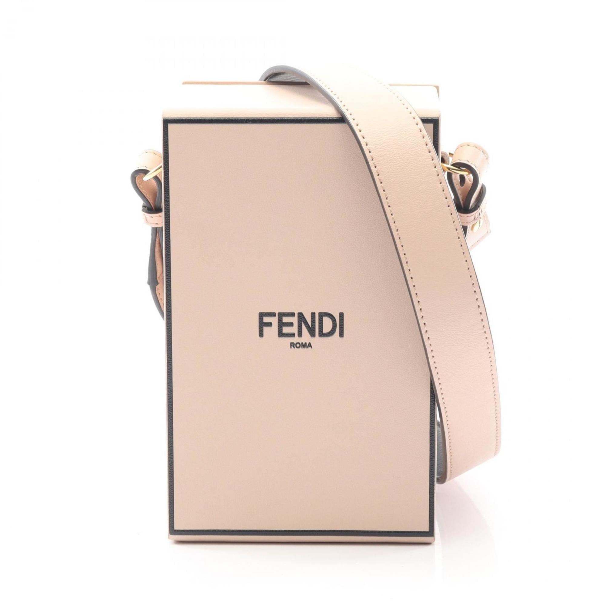 Fendi Box Shoulder Bag, Leather, Women's, Pink