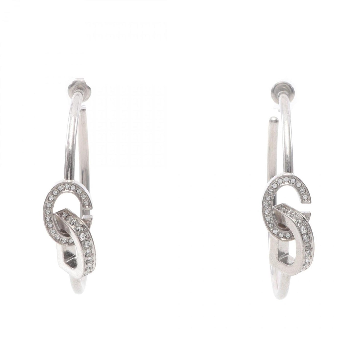 Christian Dior Dior CD LOCK Hoop Earrings in Stainless Steel with Crystals, Silver and Clear