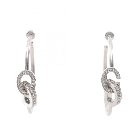 Christian Dior Dior CD LOCK Hoop Earrings in Stainless Steel with Crystals, Silver and Clear