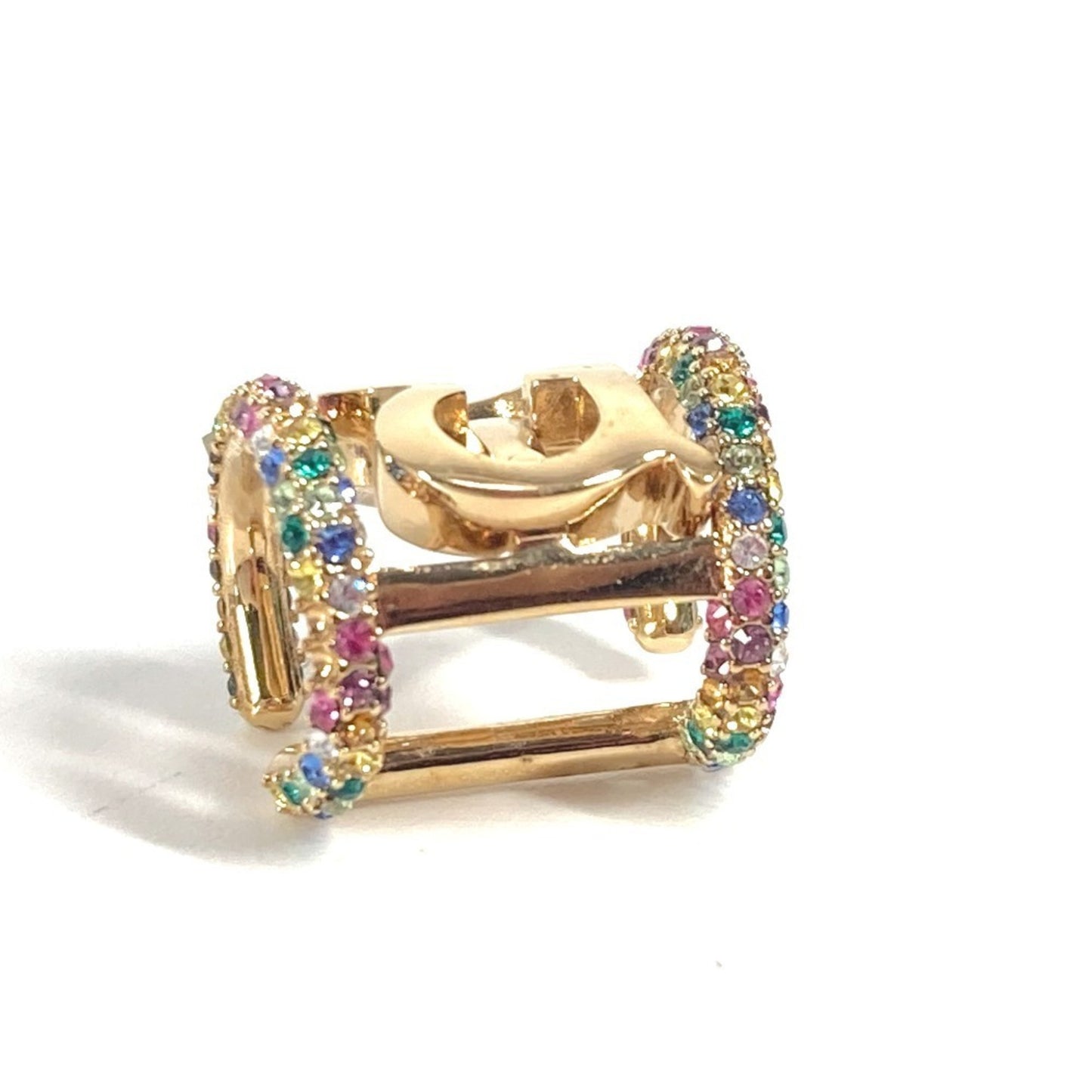 BURBERRY Burberry Logo Rhinestone Ear Cuff Accessory TB Rainbow Earrings Metal Men Women Gold