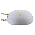 PRADA Saffiano Leather Wallet/Coin Case 1M1192 White Gold Women's