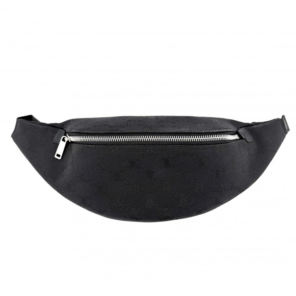 Celine Triomphe Belt Bag/Waist Bag for Men, Black Canvas, Silver Hardware — Like New