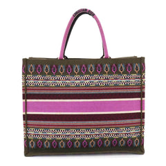Christian Dior Book Tote Large Handbag, Canvas, Khaki, Multicolor Botanical Print — Like New