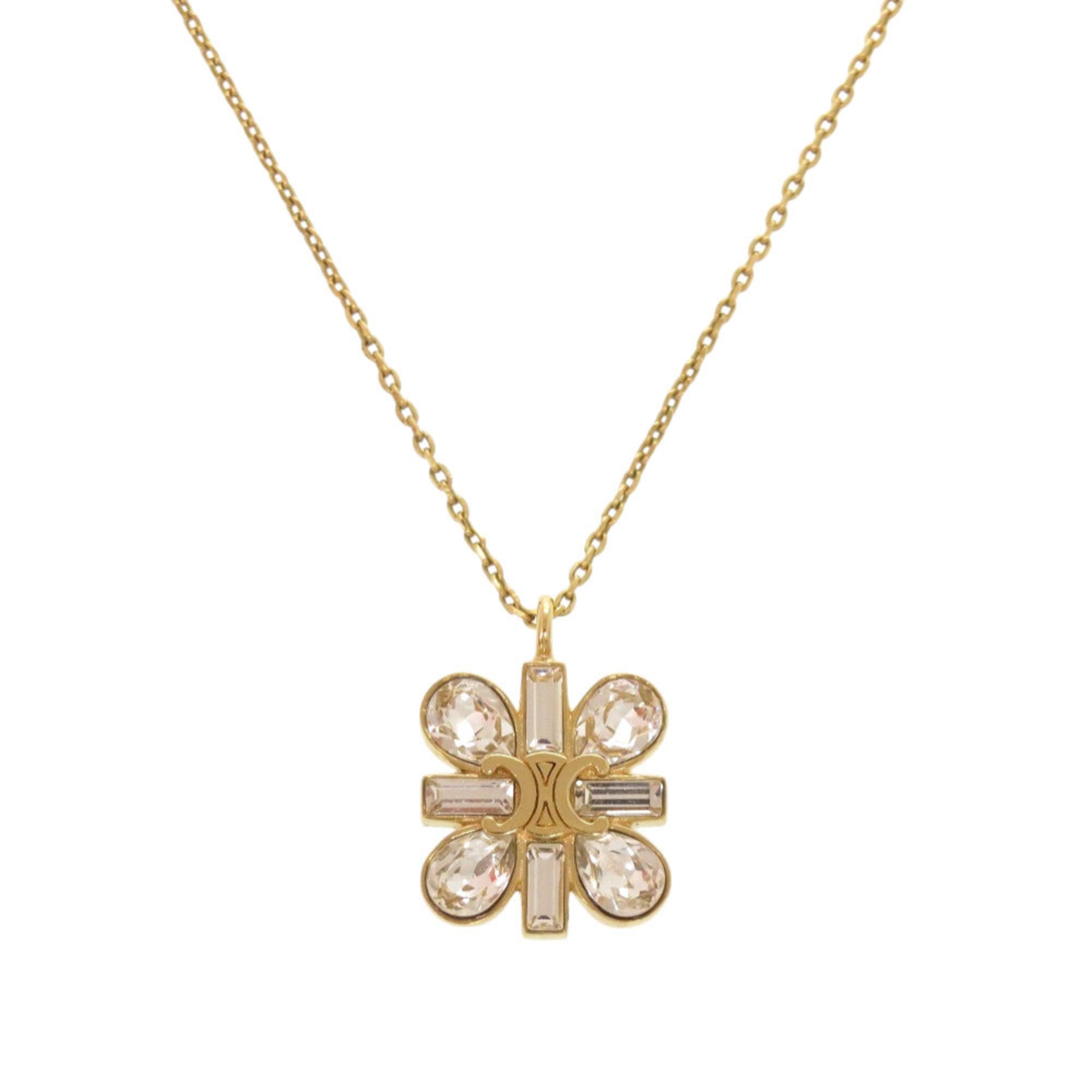 Celine Triomphe Stone Logo Gold Necklace Accessory 0296 CELINE — Like New