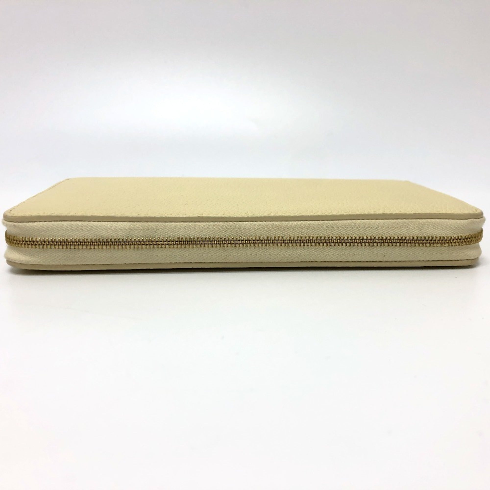 CELINE Women's Leather Round Zip Long Wallet in Beige