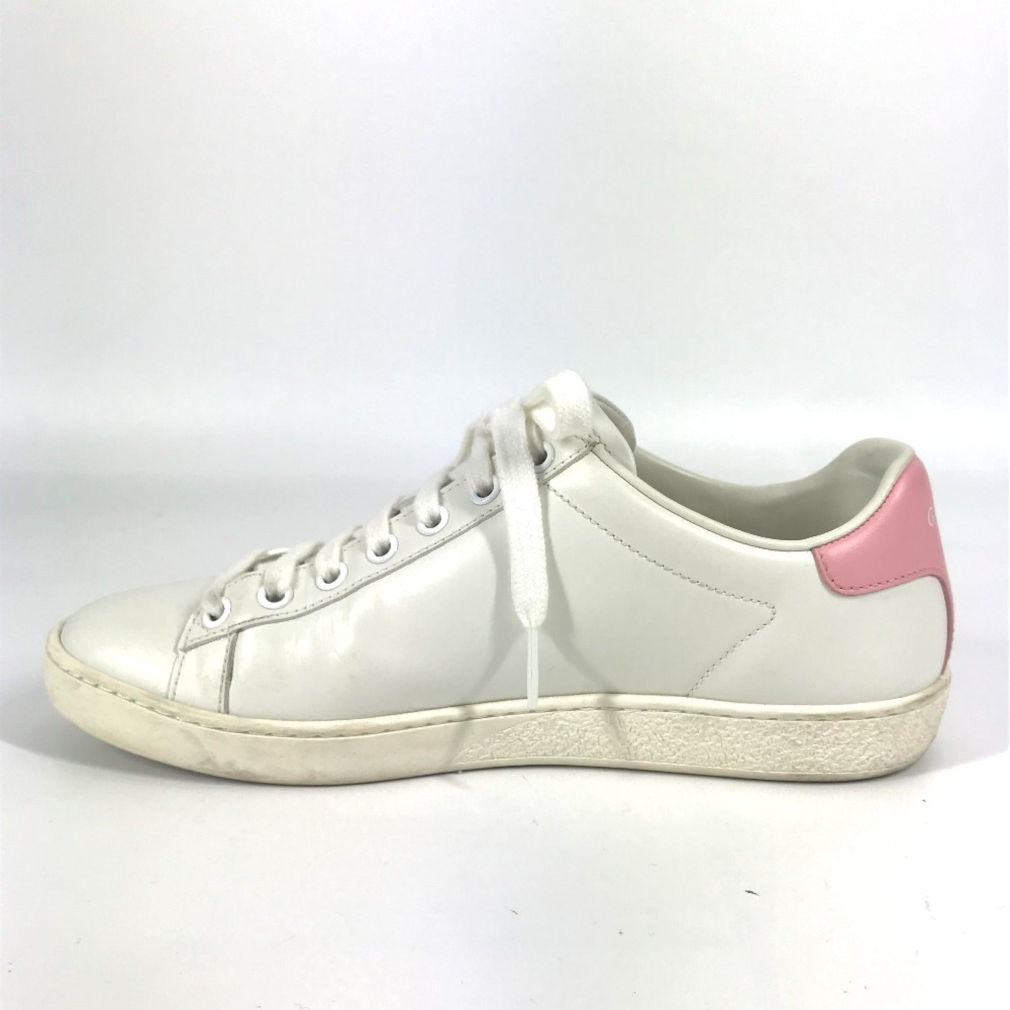 GUCCI 598527 Ace logo two-tone shoes, low-top leather sneakers with Interlocking G, women's white