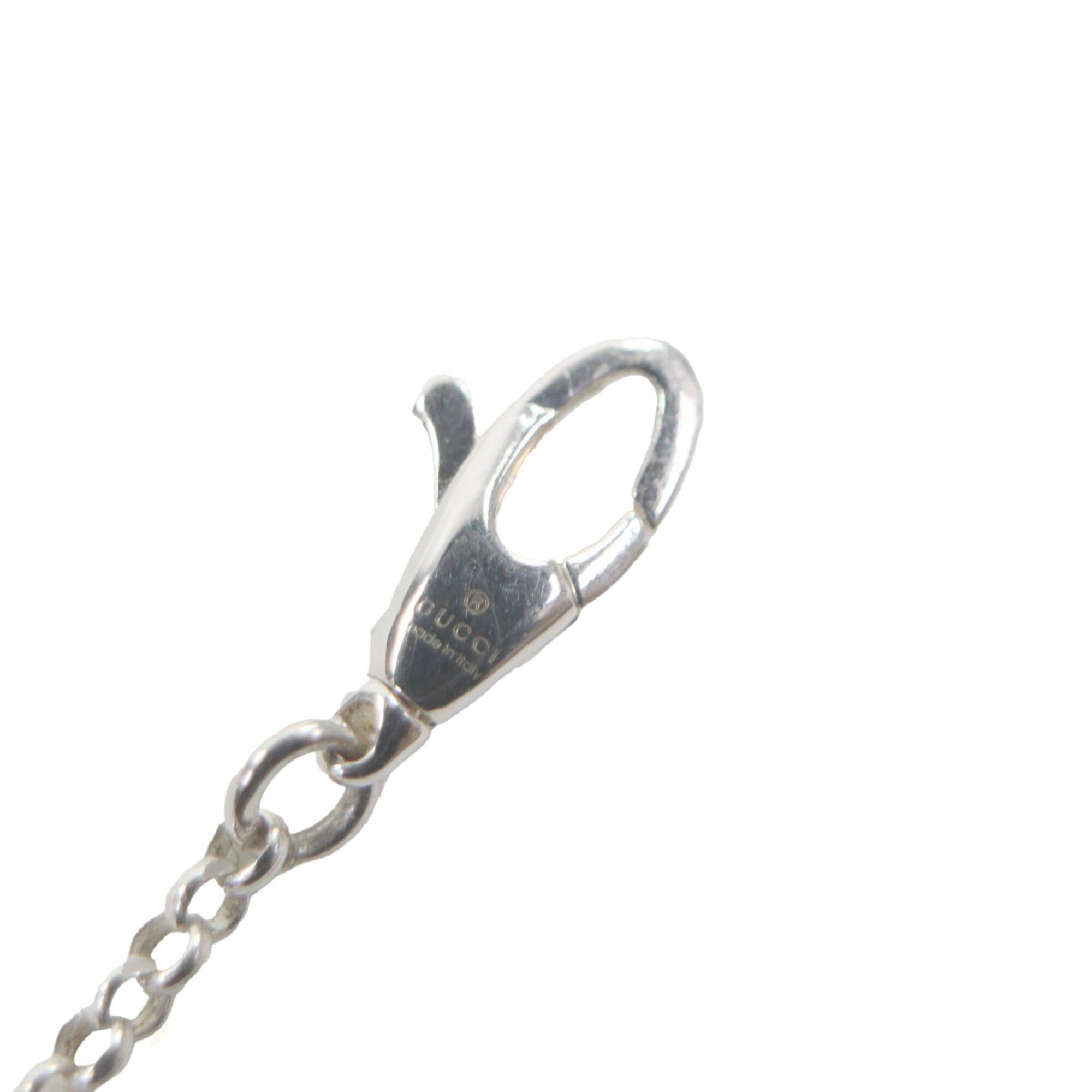 GUCCI 627757 AG925 Double G Key Chain Necklace, Silver, with Box and Dust Bag, Made in Italy, Total Weight 6.6g, Women's — Like New