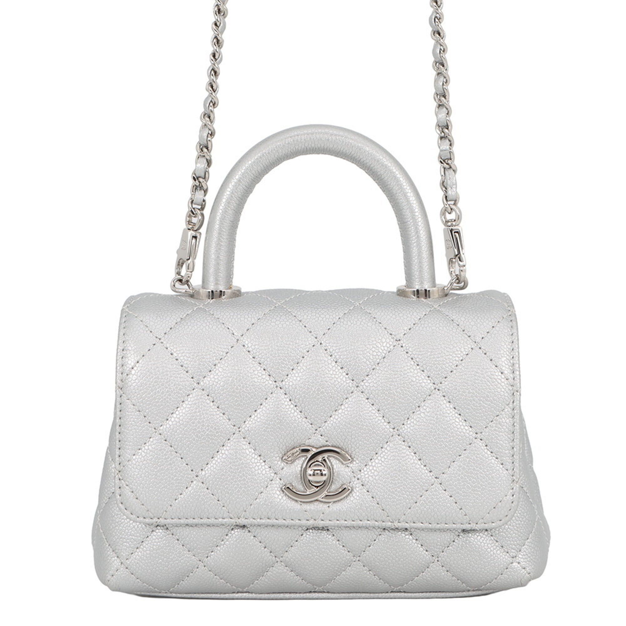 Chanel handbag, Coco Mark, Matelassé, Handle, XXS, Caviar Skin, AS2215, CHANEL 2-way women's — Like New