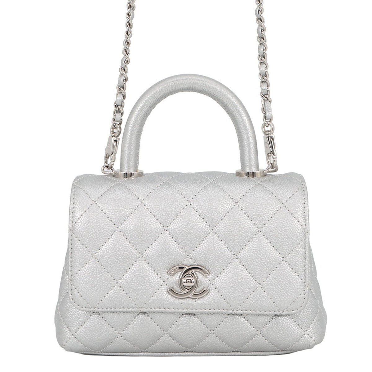 Chanel handbag, Coco Mark, Matelassé, Handle, XXS, Caviar Skin, AS2215, CHANEL 2-way women's — Like New