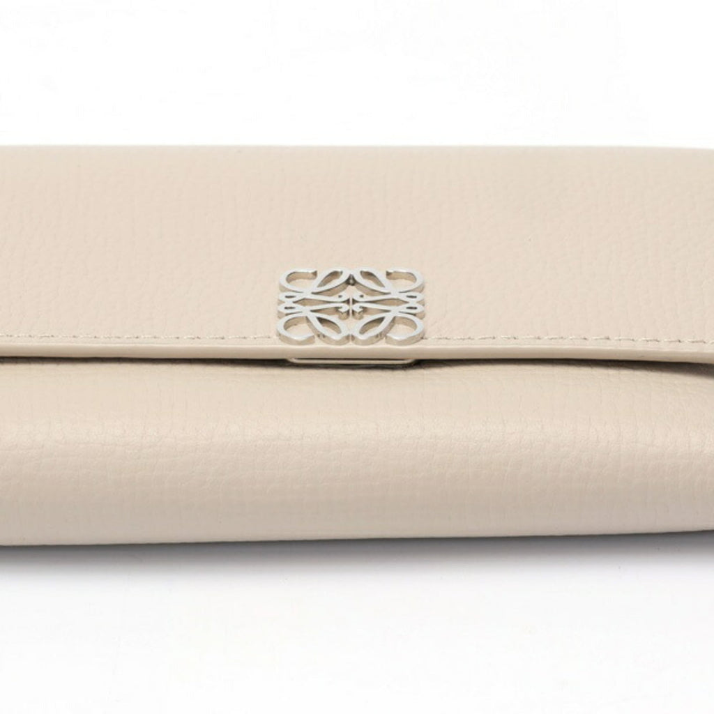 LOEWE Anagram Vertical Wallet Small Trifold C821S33X07 Pebble Grain Calfskin Light Ghost S-159568