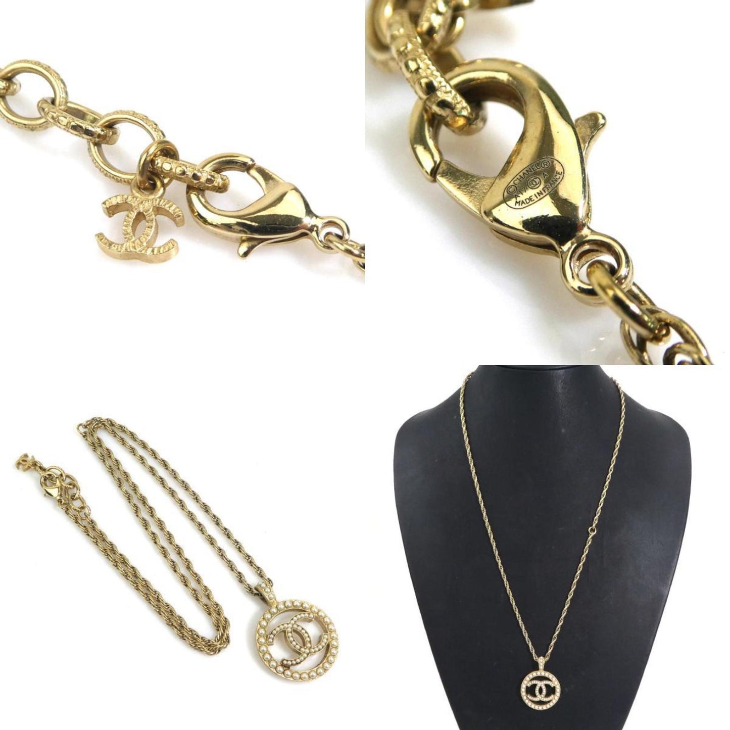 CHANEL Women's Metal Necklace with Faux Pearls in Gold and White (r10794i)