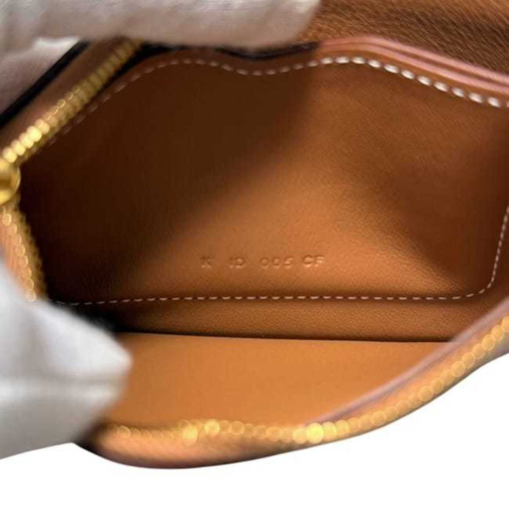 Hermes Hermès Zip Ango PM card case, f-24796, camel brown with gold coin purse and leather, Evercolor K stamp, made in 2025. This Chaine mini pouch wallet is brown.