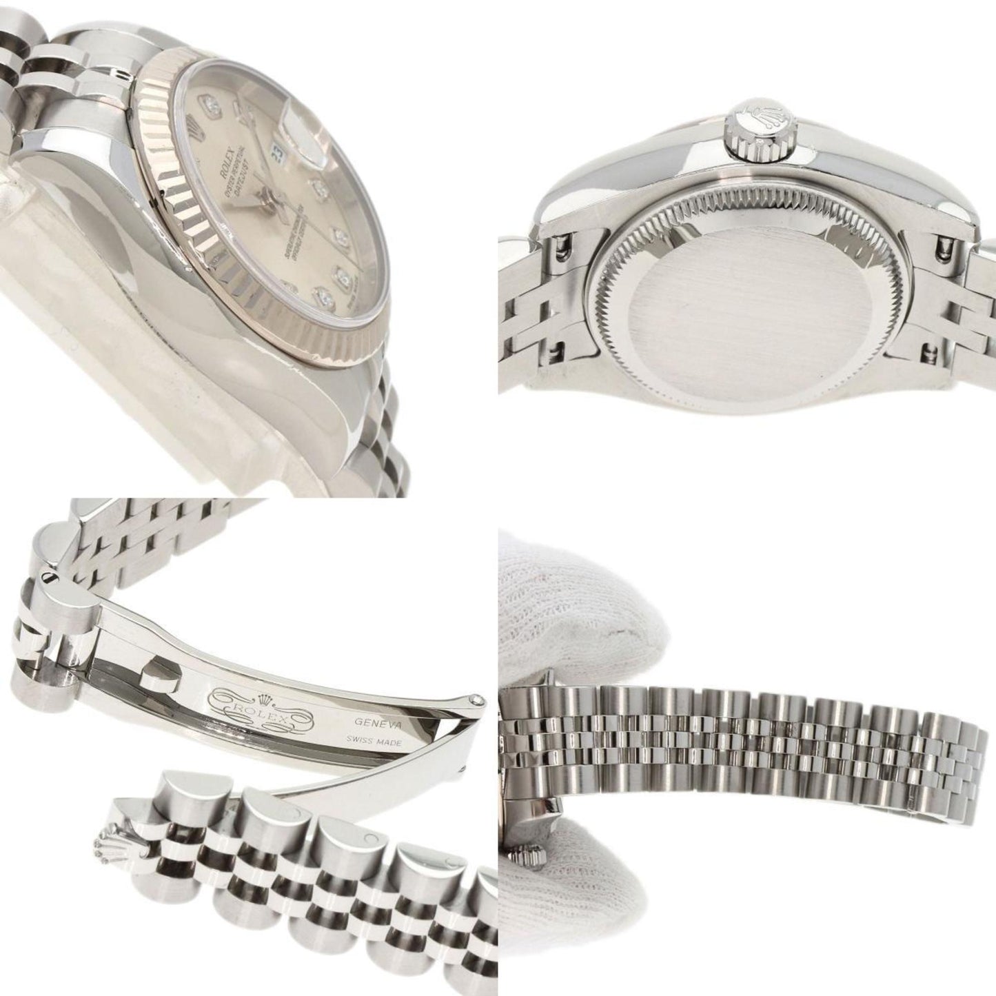 Rolex 179174G Datejust 10P Diamond Watch Stainless Steel SS Ladies ROLEX