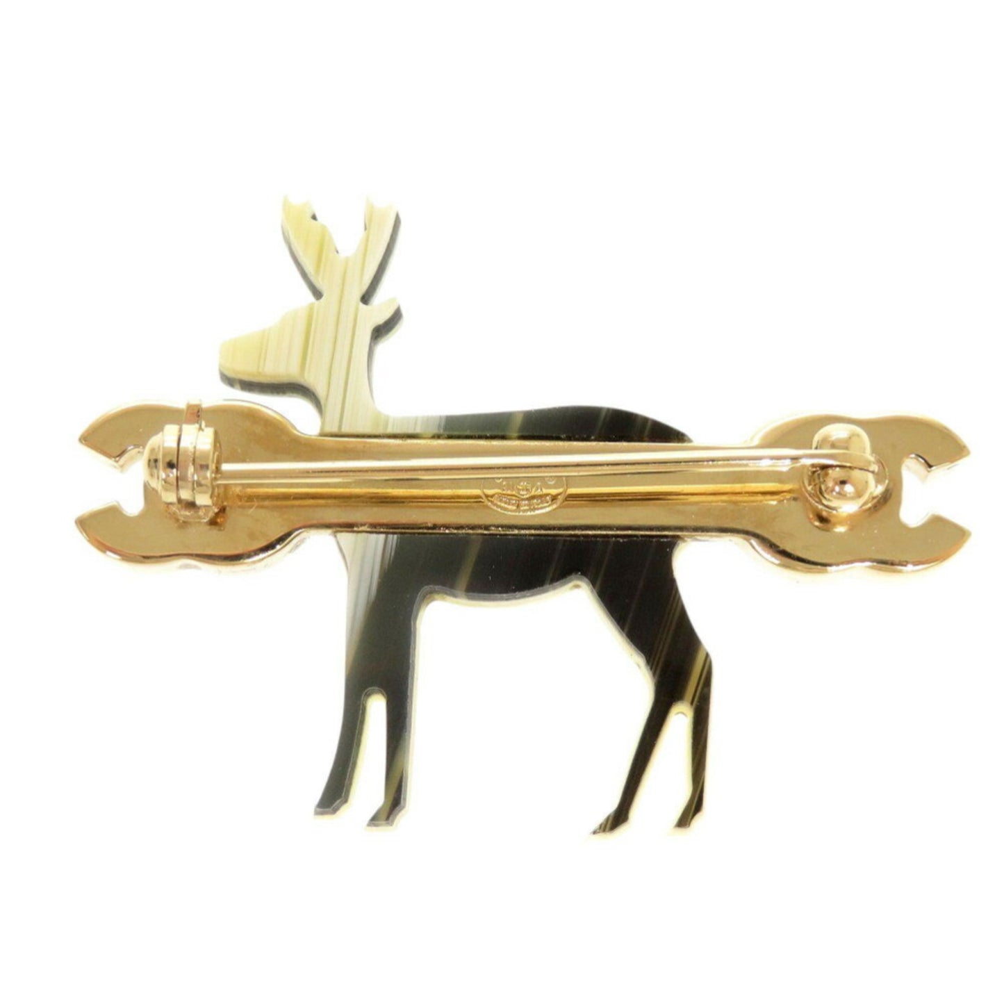 Chanel Reindeer motif Coco mark metal beige pink brooch 0476CHANEL