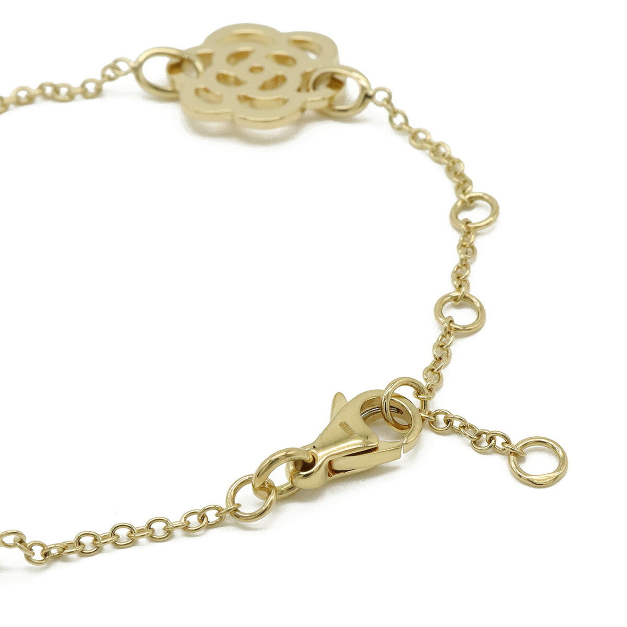 CHANEL Camellia 3-Motif Chain Bracelet Work 18K Yellow Gold (Au750) J10577 — Like New