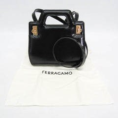 Salvatore Ferragamo Gancini Wanda AU-21 3485 Women's Leather Handbag,Shoulder Bag Black — Like New