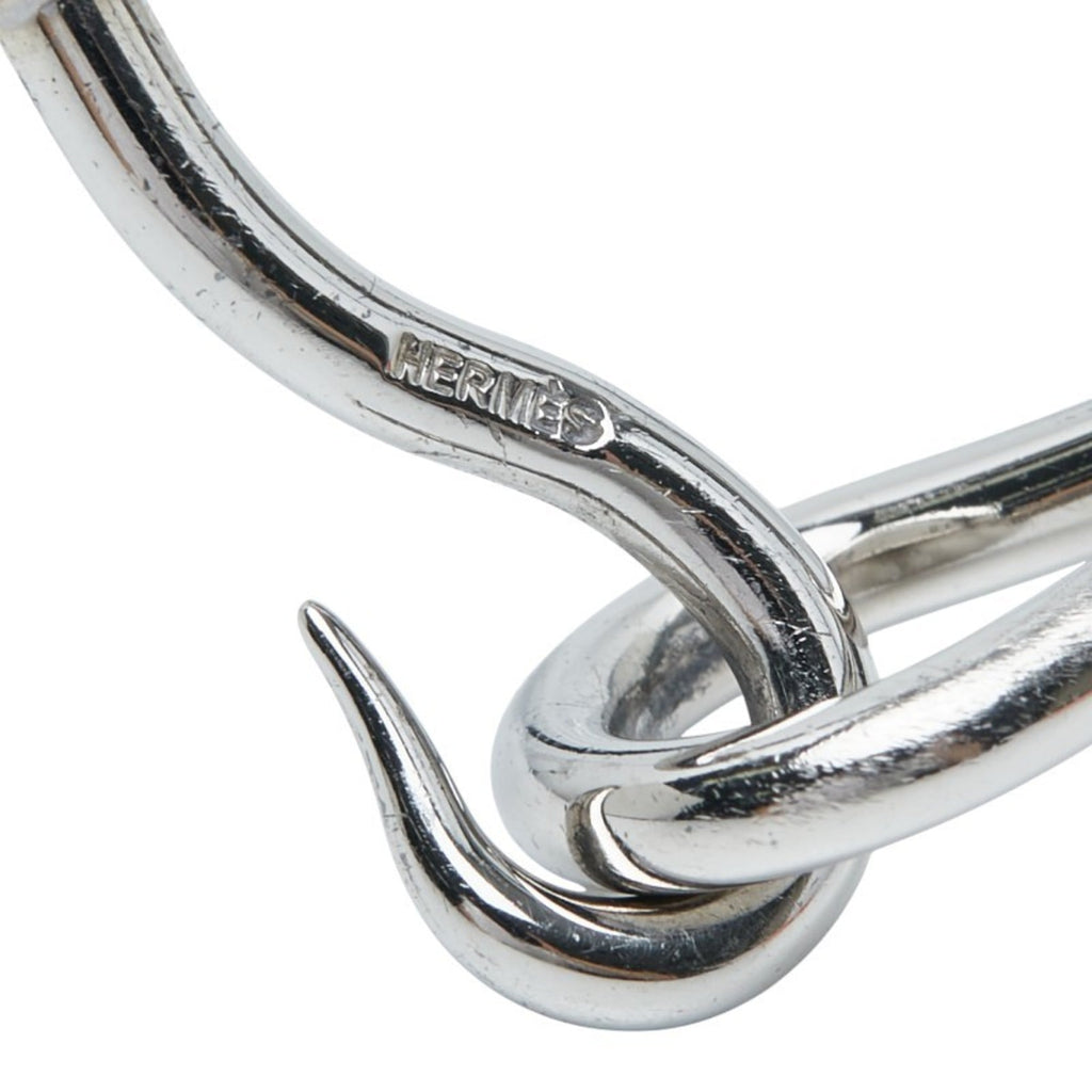 Hermes Jumbo Bracelet Silver Black Metal Leather Women's HERMES