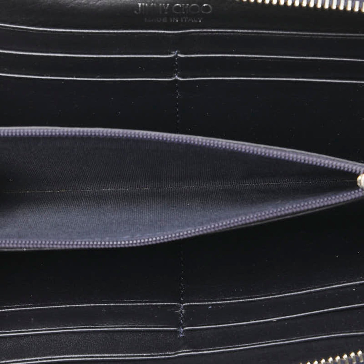 Jimmy Choo Star Studs Long Wallet Navy Canvas Leather Women's JIMMY CHOO