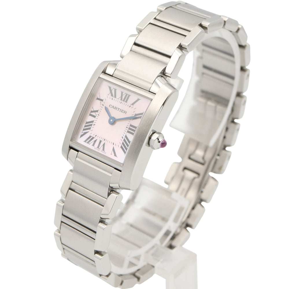 Cartier Tank Française SM Watch, Stainless Steel, Ladies, Pink/Pink Shell, W51028Q3 — Very Good